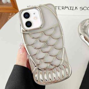 For iPhone 12 Mermaid Shape Embossed Electroplated TPU Phone Case(Silver)