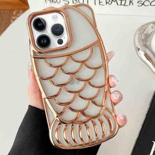 For iPhone 12 Pro Mermaid Shape Embossed Electroplated TPU Phone Case(Gold)