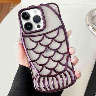 For iPhone 12 Pro Mermaid Shape Embossed Electroplated TPU Phone Case(Dark Purple)