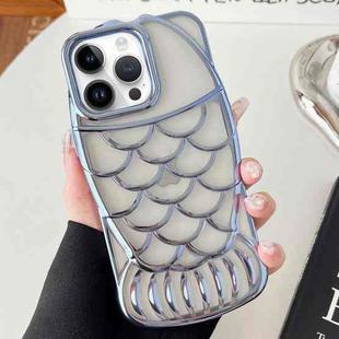 For iPhone 12 Pro Max Mermaid Shape Embossed Electroplated TPU Phone Case(Blue)