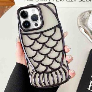 For iPhone 13 Pro Mermaid Shape Embossed Electroplated TPU Phone Case(Black)