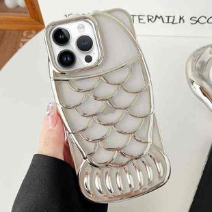 For iPhone 13 Pro Max Mermaid Shape Embossed Electroplated TPU Phone Case(Silver)