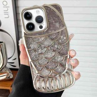 For iPhone 14 Pro Mermaid Shape Painted Paper Embossed Electroplated TPU Phone Case(Silver)