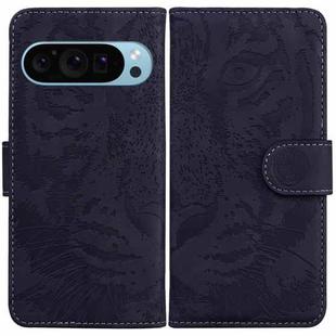 For Google Pixel 9 Tiger Embossing Pattern Flip Leather Phone Case(Black)