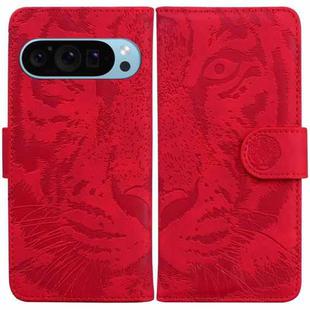 For Google Pixel 9 Pro 5G Tiger Embossing Pattern Flip Leather Phone Case(Red)
