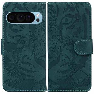 For Google Pixel 9 Pro 5G Tiger Embossing Pattern Flip Leather Phone Case(Green)