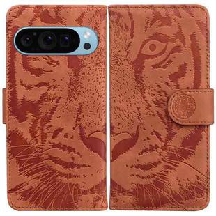 For Google Pixel 9 Pro 5G Tiger Embossing Pattern Flip Leather Phone Case(Brown)