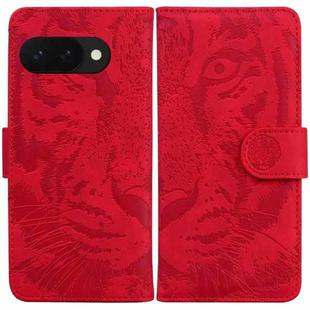 For Google Pixel 9a Tiger Embossing Pattern Flip Leather Phone Case(Red)