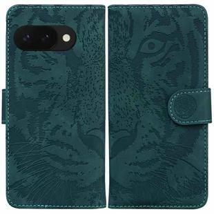 For Google Pixel 9a Tiger Embossing Pattern Flip Leather Phone Case(Green)