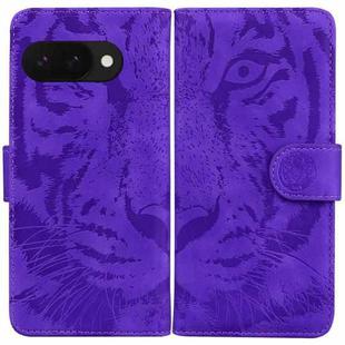 For Google Pixel 9a Tiger Embossing Pattern Flip Leather Phone Case(Purple)