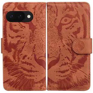 For Google Pixel 9a Tiger Embossing Pattern Flip Leather Phone Case(Brown)