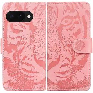 For Google Pixel 9a Tiger Embossing Pattern Flip Leather Phone Case(Pink)