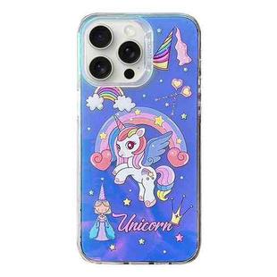 For iPhone 15 Pro Max Colorful Pattern TPU + PC Phone Case(Rainbow Unicorn)