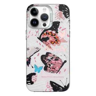 For iPhone 12 Pro Colorful Pattern TPU + PC Phone Case(Pink Butterflies)