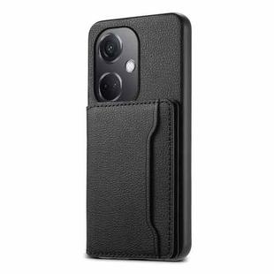 For OPPO K11 Calf Texture Card Bag Design Full Coverage Phone Case(Black)