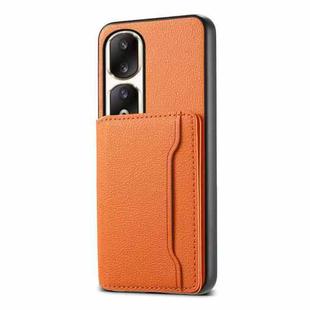 For Honor 90 Pro Calf Texture Card Bag Design Full Coverage Phone Case(Orange)