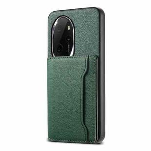 For Honor 100 Pro Calf Texture Card Bag Design Full Coverage Phone Case(Green)