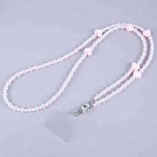 Mobile Phone Anti-lost Love Heart Crossbody Long Bead Chain(Pink)