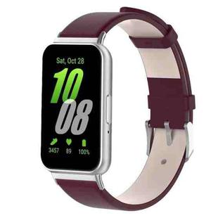 For Samsung Galaxy Fit 3 PU Leather Watch Band(Wine Red)