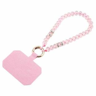 Mobile Phone Anti-lost Bead Chain Short Lanyard with Pad(Pink)