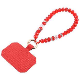 Mobile Phone Anti-lost Bead Chain Short Lanyard with Pad(Red)