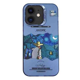 For iPhone 11 Electroplated Lens Illustration Phone Case(Blue)