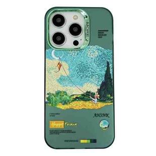 For iPhone 12 Pro Max Electroplated Lens Illustration Phone Case(Green)