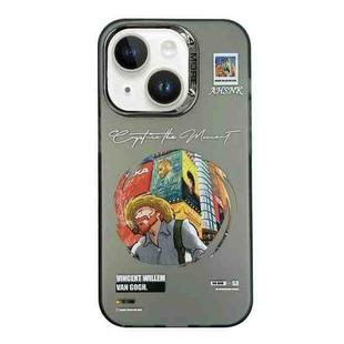 For iPhone 13 Electroplated Lens Illustration Phone Case(Grey)