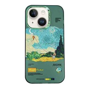 For iPhone 13 Electroplated Lens Illustration Phone Case(Green)