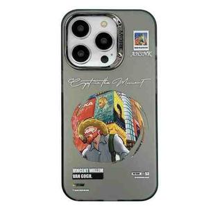 For iPhone 14 Pro Electroplated Lens Illustration Phone Case(Grey)