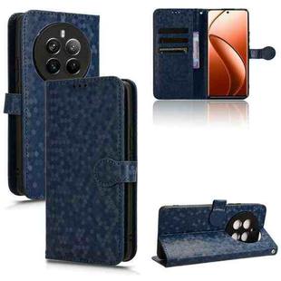 For Realme 12+ Honeycomb Dot Texture Leather Phone Case(Blue)