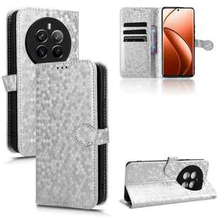 For Realme 12 Pro / 12 Pro+ Honeycomb Dot Texture Leather Phone Case(Silver)