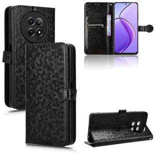 For Realme 12 5G Honeycomb Dot Texture Leather Phone Case(Black)