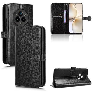 For Realme 14 Pro+ Honeycomb Dot Texture Leather Phone Case(Black)