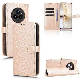 For Realme 14 Pro+ Honeycomb Dot Texture Leather Phone Case(Gold)