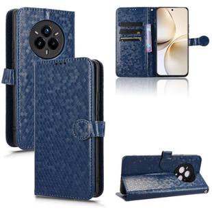 For Realme 14 Pro+ Honeycomb Dot Texture Leather Phone Case(Blue)
