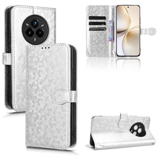 For Realme 14 Pro Honeycomb Dot Texture Leather Phone Case(Silver)