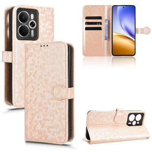 For Realme 14 5G Honeycomb Dot Texture Leather Phone Case(Gold)