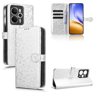 For Realme 14 5G Honeycomb Dot Texture Leather Phone Case(Silver)