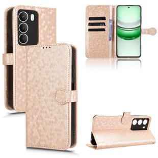 For Realme 14x 5G Malaysia / V70 Honeycomb Dot Texture Leather Phone Case(Gold)