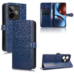 For Realme GT 7 5G Global Honeycomb Dot Texture Leather Phone Case(Blue)