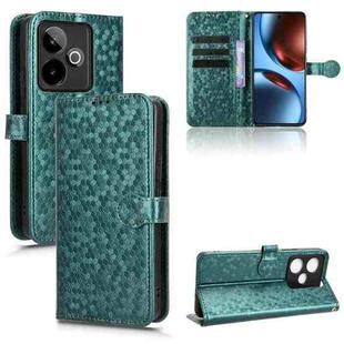 For Realme GT 7 5G Global Honeycomb Dot Texture Leather Phone Case(Green)