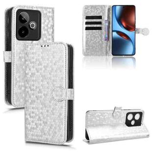 For Realme GT 7 5G Global Honeycomb Dot Texture Leather Phone Case(Silver)