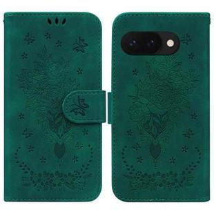 For Google Pixel 9a Butterfly Rose Embossed Leather Phone Case(Green)