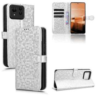 For Asus Zenfone 11 Ultra Honeycomb Dot Texture Leather Phone Case(Silver)