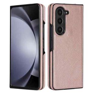 For Samsung Galaxy Z Fold5 5G Cross Pattern Foldable Phone Case(Rose Gold)