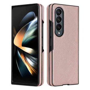 For Samsung Galaxy Z Fold4 Cross Pattern Foldable Phone Case(Rose Gold)