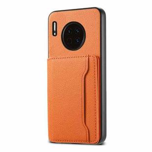 For Huawei Mate 30 Calf Texture Card Bag Design Full Coverage Phone Case(Orange)