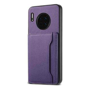 For Huawei Mate 30 Calf Texture Card Bag Design Full Coverage Phone Case(Purple)
