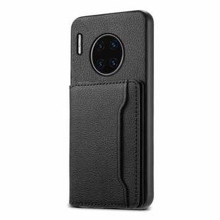 For Huawei Mate 30 Pro Calf Texture Card Bag Design Full Coverage Phone Case(Black)